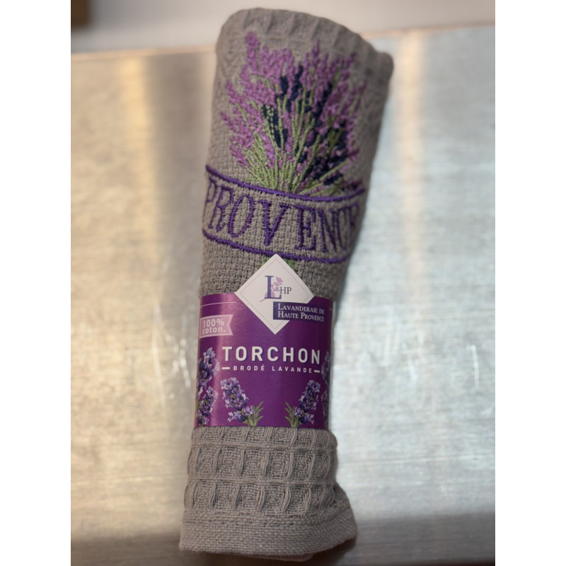 Provence Lavender Tea Towel – 100% Cotton Embroidered Kitchen Accessory