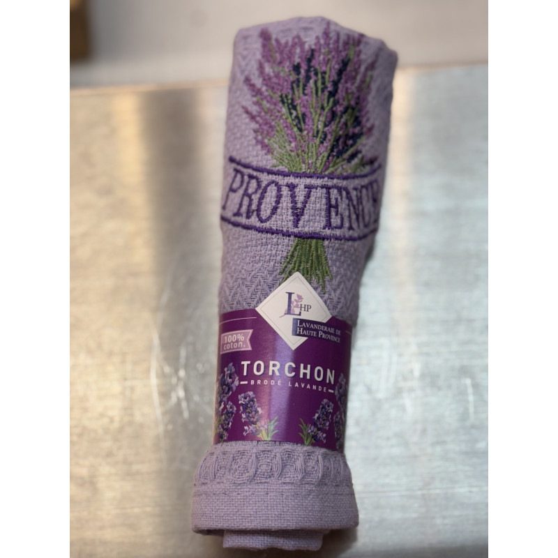 Provence Lavender Tea Towel – 100% Cotton Embroidered Kitchen Accessory