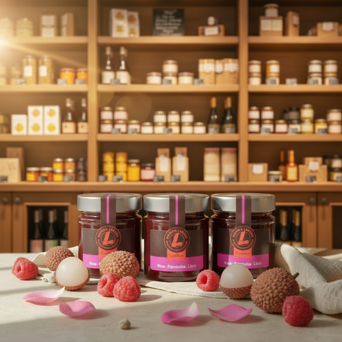 Confiture Rose Framboise Litchi Maison Molinet