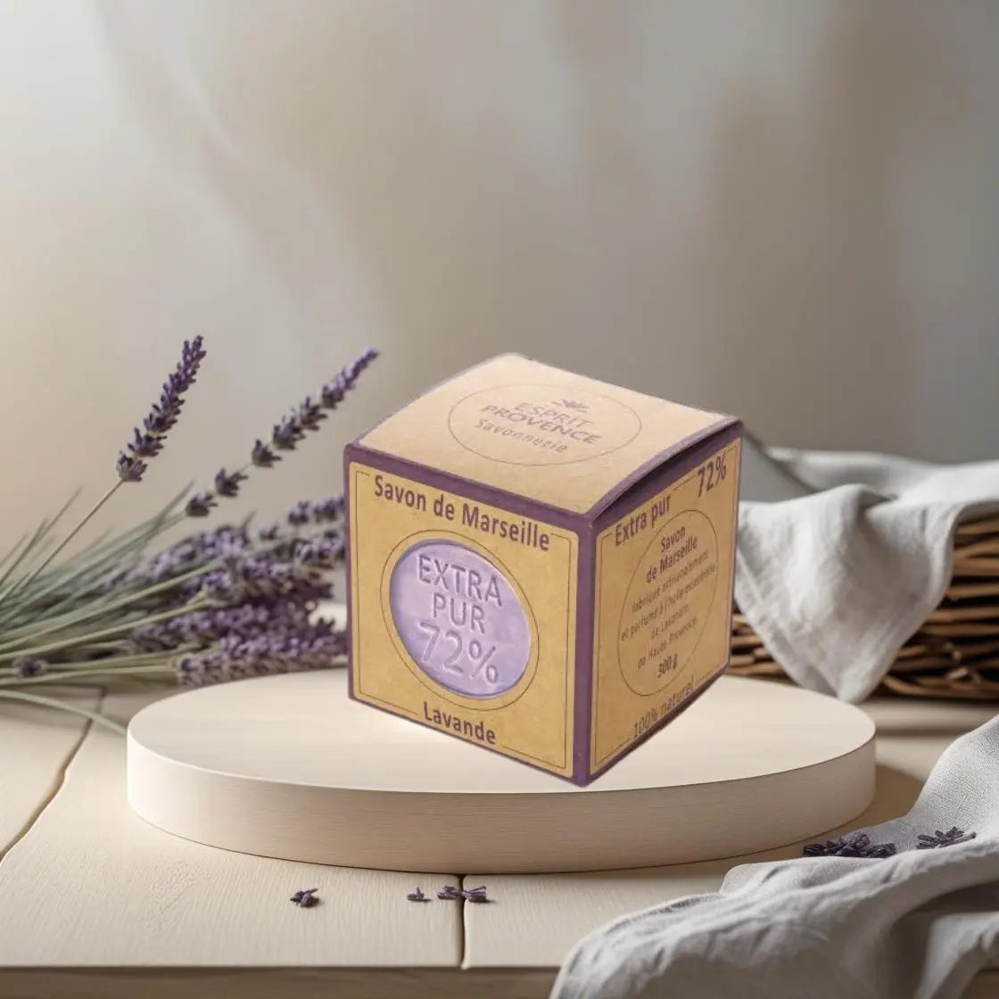 Savon de Marseille Extra Pur 72 % – Lavande de Provence – Cube 300 g Maison Molinet
